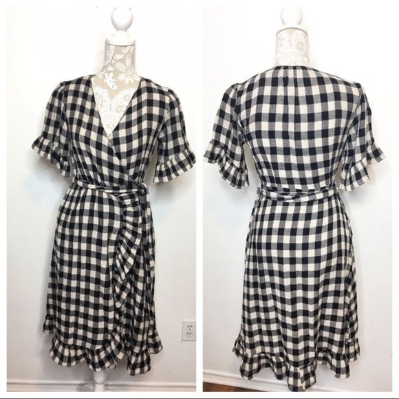 Isabella Sinclair XS Plaid Gingham Wrap Dress d907 - Picture 1 of 7